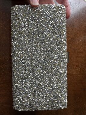 Glint Silver Rhinestone and Bead Embellished Clutch